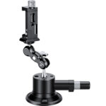 Leofoto SC-01 Statief KIT met 72mm zuignap, scharnierarm en PC-90II smartphonehouder gemonteerd