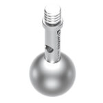 Leofoto AM‑8‑11 scharnierende close-up van zilveren kogel met verticale 1/4-inch schroef en Leofoto logo.