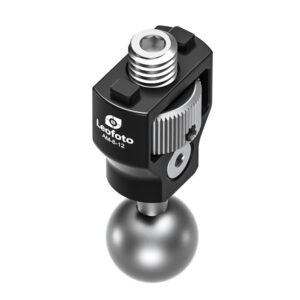 Leofoto AM‑8‑12 scharnierende arm kogelgewricht met 3/8-schroef en zwarte anti-twist behuizing.