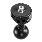 Leofoto-Articulated-arm-AM-8-13-joint-with-1-4-screw-and-contact-surface-4 Leofoto AM‑8‑13 scharnierende arm close-up met groot rond steunvlak en centrale 1/4-inch schroef op kogelgewricht.