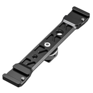 Leofoto AM-8-3 scharnierende arm close-up van aluminium dubbele flitsschoen met middenklem en montagegaten.