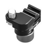 Leofoto-Articulated-arm-AM-8-9-cable-clamp-4 Leofoto AM-8-9 scharnierende arm close-up van zwarte kabelklem met zilveren 1/4-inch schroef en geribbelde draaiknop.