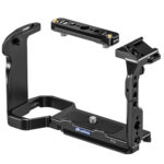 Leofoto FX3 cameracage met losse bovenhandgreep en bodemplaat op witte achtergrond.