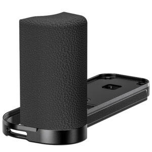 Leofoto LPF-X half cameragrip close-up van rubberen handgreep op Arca-Swiss bodemplaat voor Fujifilm X half.