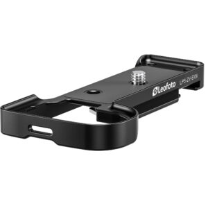 Leofoto LPS-ZV-E10II handgreep Arca-Swiss cameragreep schuin vooraanzicht met 1/4-inch bevestigingsschroef.