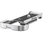 Leofoto LPS-ZV-E10II handgreep zilver schuin vooraanzicht van Arca-Swiss bodemplaat met 1/4-inch schroef.