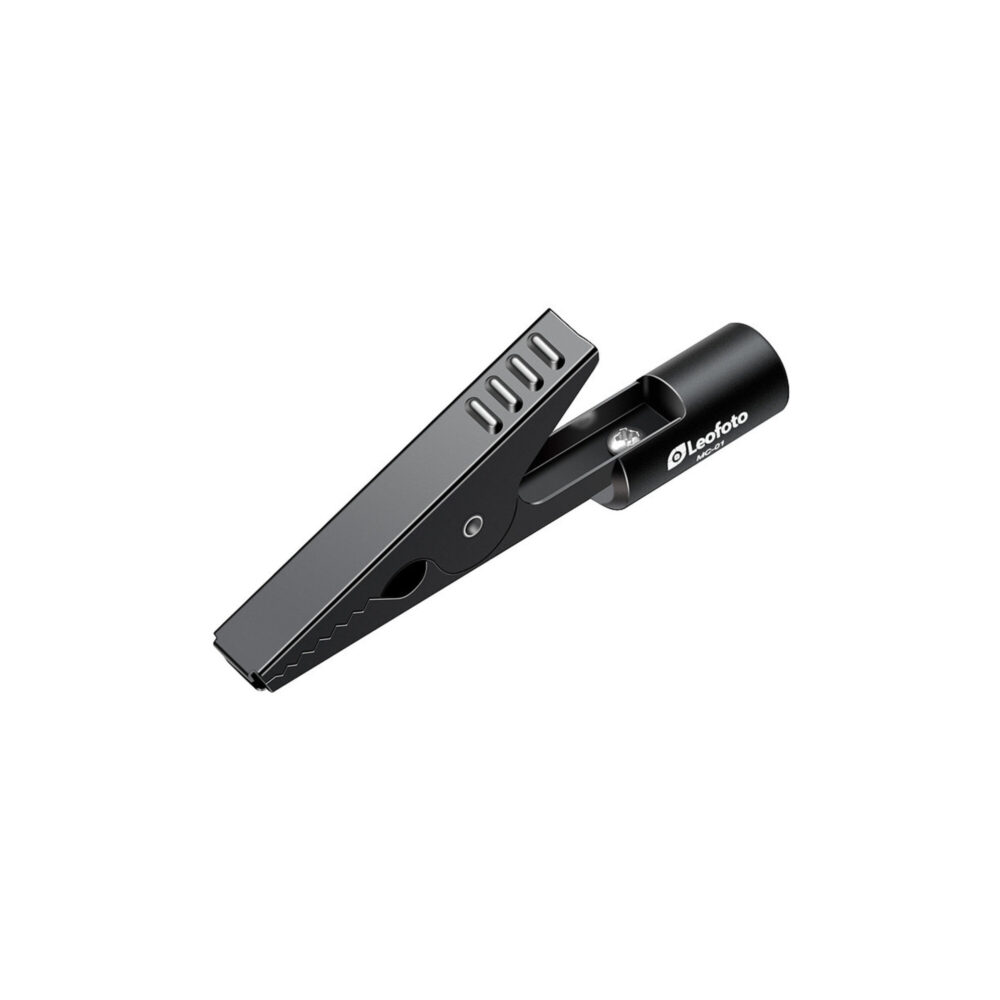 Leofoto MC-01 klem zijaanzicht van slanke multifunctionele veerklem met 1/4-inch aansluiting.