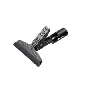 Leofoto MC-02 klem diagonaal vooraanzicht van brede veerklem met cilindrische 1/4-inch houder.