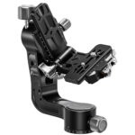 Leofoto PG-2L 2-weg kantelkop zijaanzicht van volledig opgeklapte gimbal voor zware telelenzen.