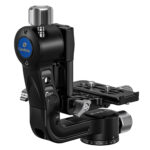 Leofoto-2-way-panheads-PG-2S-Gimbal-13 Leofoto PG-2S 2-weg kantelkop zijaanzicht van volledig opgeklapte gimbal op statiefkop met horizontale snelkoppelingsplaat.