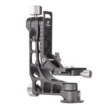 Leofoto PG-1 Kardankopf zijaanzicht van zwarte gimbalhead met opengewerkte frameconstructie.