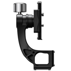 Leofoto MPG-2 Gimbal-uitbreiding zijaanzicht van zwarte gimbalarm met montagebasis op witte achtergrond.