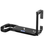 Leofoto LPC-R6II L-bevestiging zijaanzicht met zicht op 1/4" statiefschroef en afgeronde cameragreep.