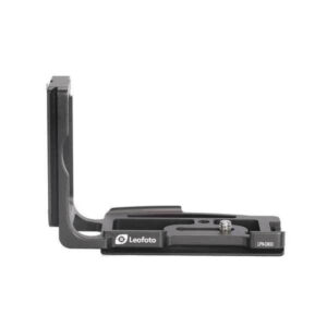 Leofoto LPN-D800 L-bevestiging zijaanzicht met basisplaat, opstaande L-zijde en 1/4-inch statiefschroef op witte achtergrond.