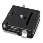Leofoto-L-bracket-BVL-01-foldable-L-plate-8 Leofoto BVL-01 L-beugel opvouwbare L-plaat basisplaat zwart aluminium met 1/4 inch schroef op witte achtergrond.