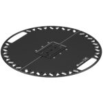Leofoto LCH-4 laptop-, tablethouder schuin bovenaanzicht van ronde 40cm tray met centrale montageplaat en uitsparingen.