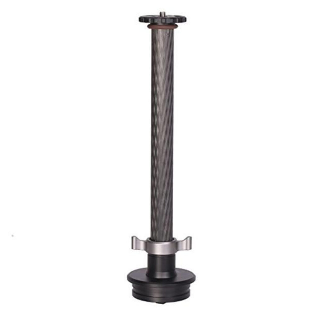 Leofoto DC404C middenzuil volledige carbon middenzuil met basis en bovenplaat in verticale positie.