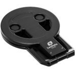 Leofoto PM-05 smartphonehouder opgevouwen magnetische houder in zwarte uitvoering met zichtbare Arca-Swiss-voet.