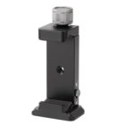 Leofoto PC-90II smartphonehouder rechtopstaand vooraanzicht met Arca-Swiss-voet en zijschroef op witte achtergrond.