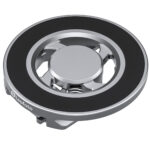 Leofoto-Mounting-Magnetic-smartphone-holder-PM-01-8 Leofoto PM-01 smartphonehouder bovenaanzicht van ronde magnetische basis met zwarte ring op witte achtergrond.