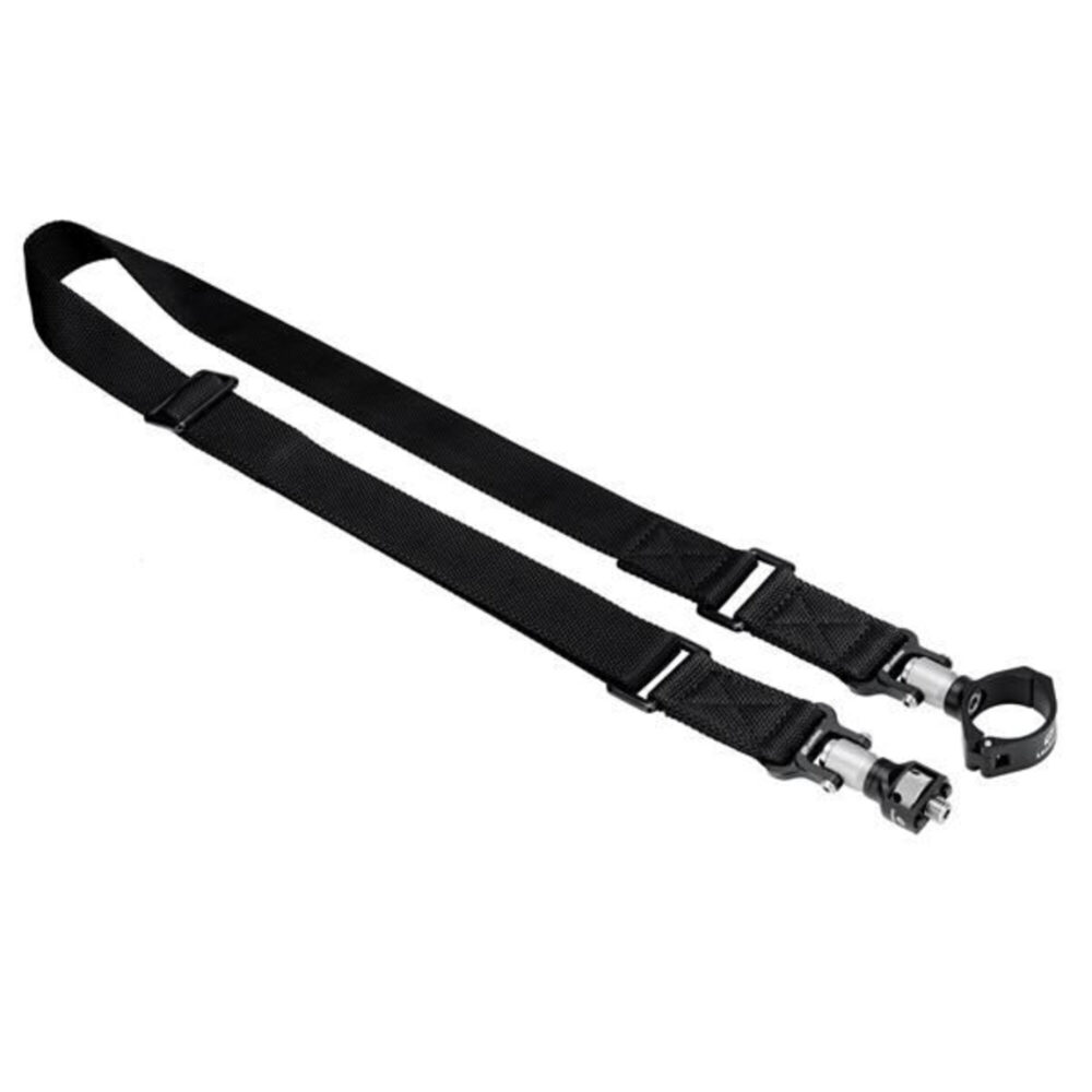 Leofoto Strap-40LM draagriem complete set met zwarte nylon riem, QD-1 sluitingen en QDC-40 statiefbeenschelle 40mm.