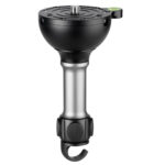 Leofoto YB-75LP nivelleerinrichting detail van aluminium nivelleerhandgreep met vergrendelknop op 75mm basis.