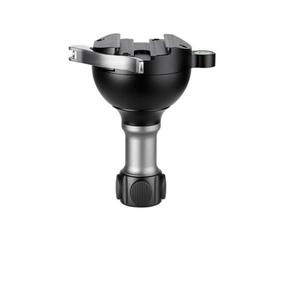 Leofoto YB-75MC nivelleerinrichting zijaanzicht met 75mm videohalfschaal, korte aluminium handgreep en Arca-Swiss snelkoppeling.