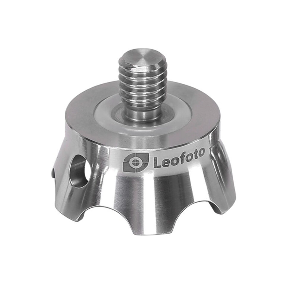 Leofoto Statiefvoet TFC Claw roestvrijstalen klauwvoet met 3/8-inch schroefdraad en Leofoto logo vooraanzicht.