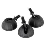 Leofoto SC-50 Statiefvoet drie rubberen 50mm statiefvoeten met 3/8-inch schroefdraad op witte achtergrond.