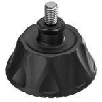 Leofoto SC-70 Statiefvoet vooraanzicht van de zwarte rubberen monopodvoet met centrale 3/8"-schroef op witte achtergrond.