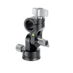 Leofoto HX-22 Uitbreidadapter zijaanzicht van de zwarte kanteladapter met waterpas, vergrendelknoppen en opening voor de middenkolom op witte achtergrond.