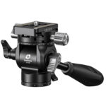 Leofoto BV-0R Videokop zijaanzicht met Arca-Swiss snelkoppeling en zwarte aluminium afwerking