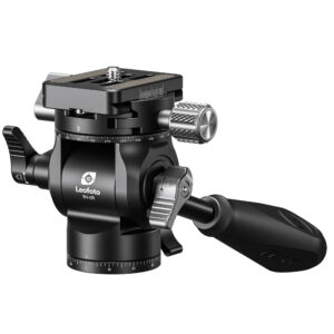 Leofoto BV-0R Videokop zijaanzicht met Arca-Swiss snelkoppeling en zwarte aluminium afwerking