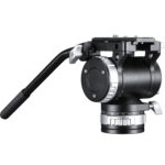 Leofoto BV-30M Videokop zijaanzicht op witte achtergrond met lange bedieningsarm en Manfrotto-stijl snelkoppelplaat.