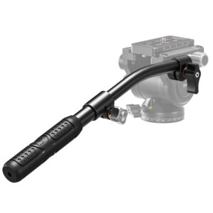 Leofoto HD-02 Handgreep gemonteerd op videoneiger met korte arm en rubberen grip in zwart ontwerp