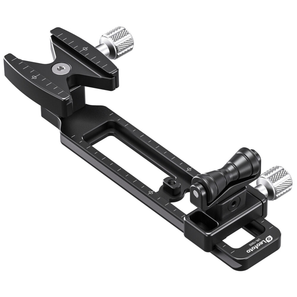 Leofoto VR-150S Lensvoet close-up zijaanzicht met verstelbare lenssteun en Arca-Swiss compatibiliteit