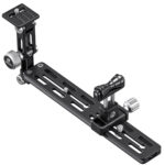 Leofoto VR-250 Lensvoet complete VR-250 KIT met 250mm Arca-Swiss-rail, camerasteun en objectiefsteun in perspectief.