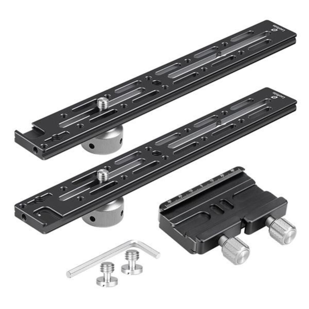 Leofoto Railsysteem NP-600 met twee Arca-Swiss 300 mm rails, koppeling en bevestigingsmateriaal