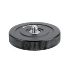 Leofoto P50 Steunschijf met geribbelde buitenrand en 1/4” schroefverbinding op zwart aluminium
