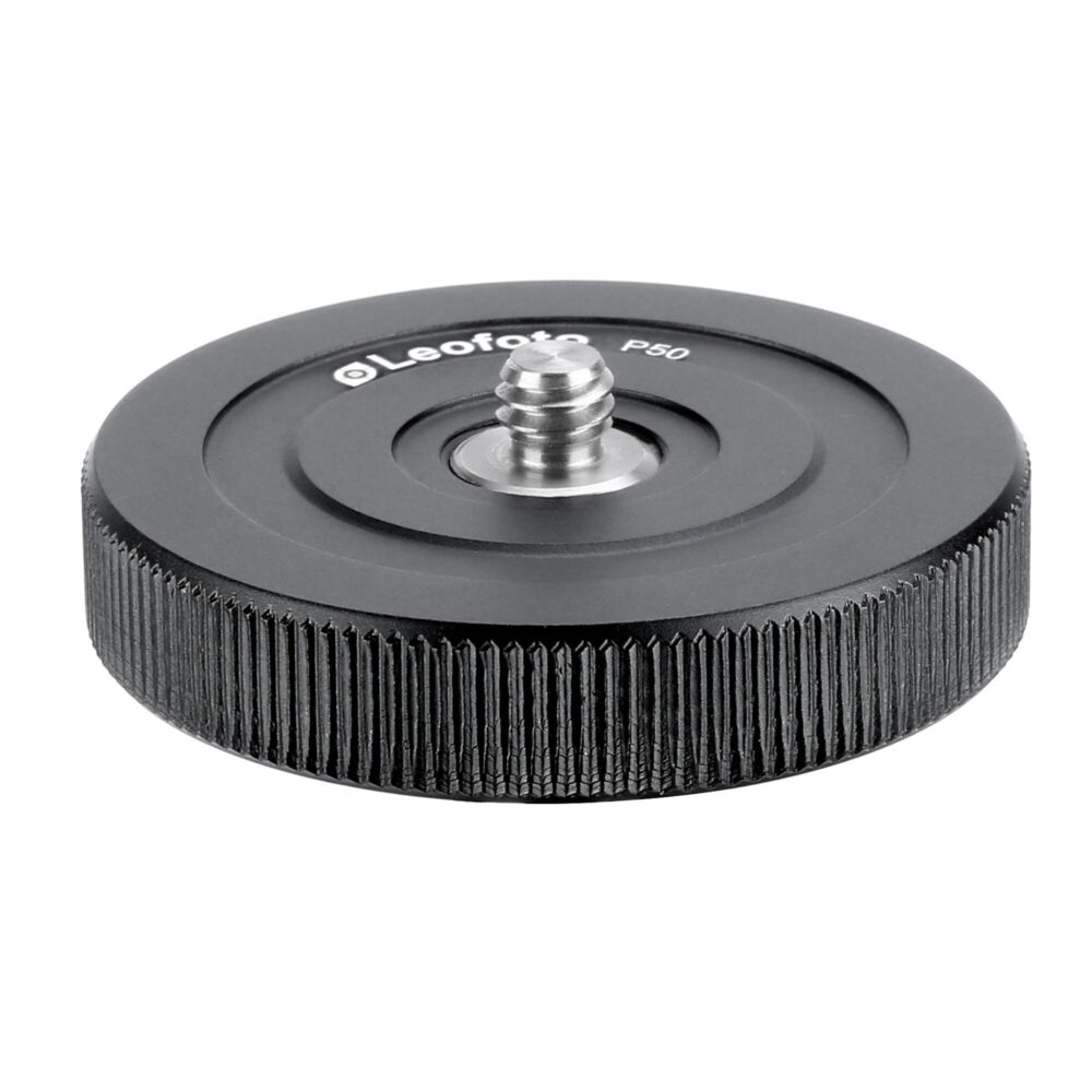 Leofoto P50B Steunschijf zwart aluminium topplaat met 1/4" schroefdraad en gegroefde zijkant