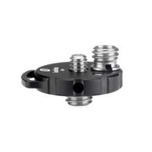 Leofoto CF-6 Schroefdraadadapter met 1/4" en 3/8" schroefdraad zijaanzicht met dubbele montage