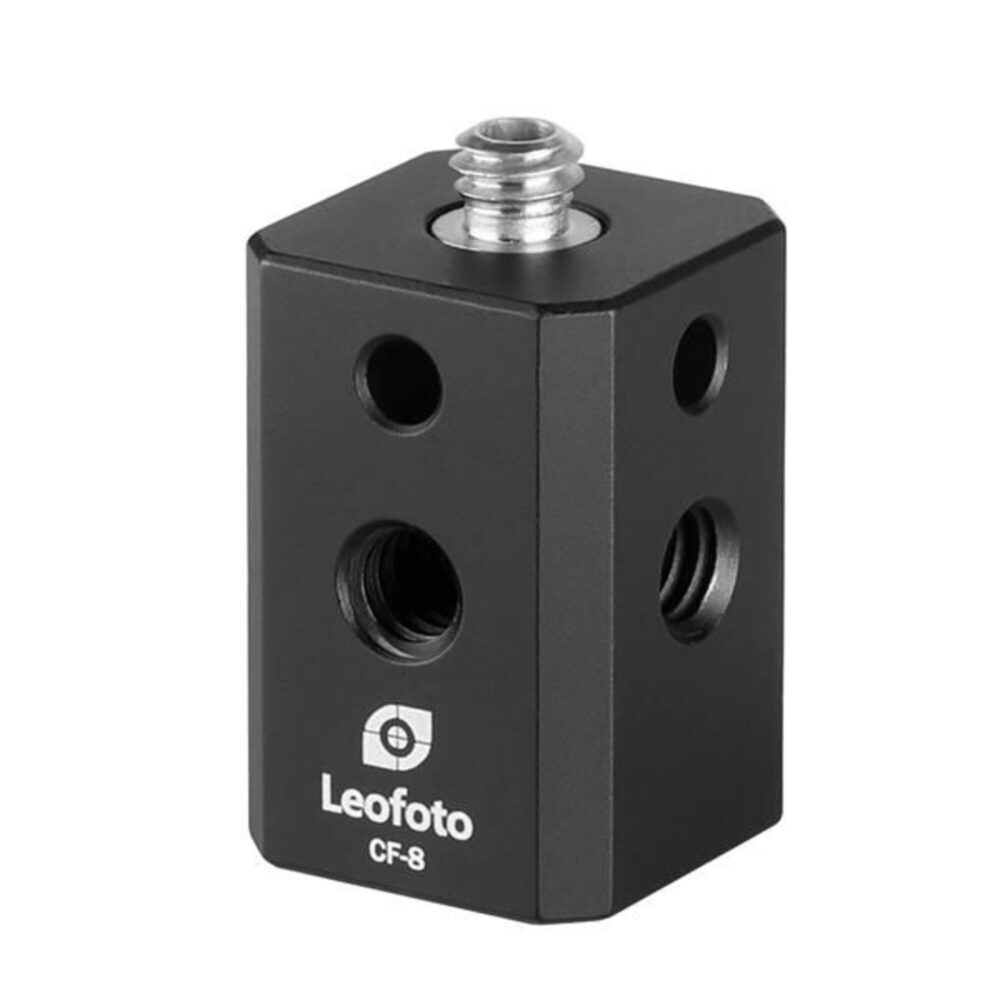 Leofoto CF-8 Multi-Adapterkubus zwart met 1/4" en 3/8" schroefdraad openingen aan alle zijden
