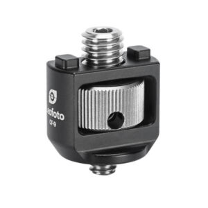 Leofoto CF-9 Draadadapter met 3/8" naar 1/4" schroefdraad, zwart blokje met zilverkleurige draaiklem