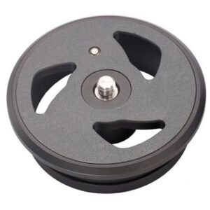 Leofoto TP-60 Montageplaat bovenaanzicht met 3/8" schroefdraad en uitsparingen