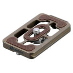 Leofoto NP-65T Snelkoppelingsplaat bronze bovenaanzicht met antislip inlays en 1/4-inch schroef