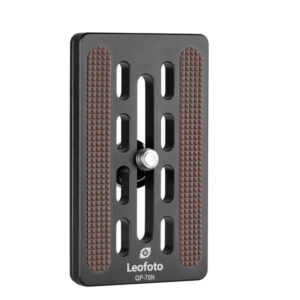Leofoto QP-70N Snelkoppelingsplaat bovenaanzicht met rubberen antislip inlays en verstelbare 1/4"-schroef