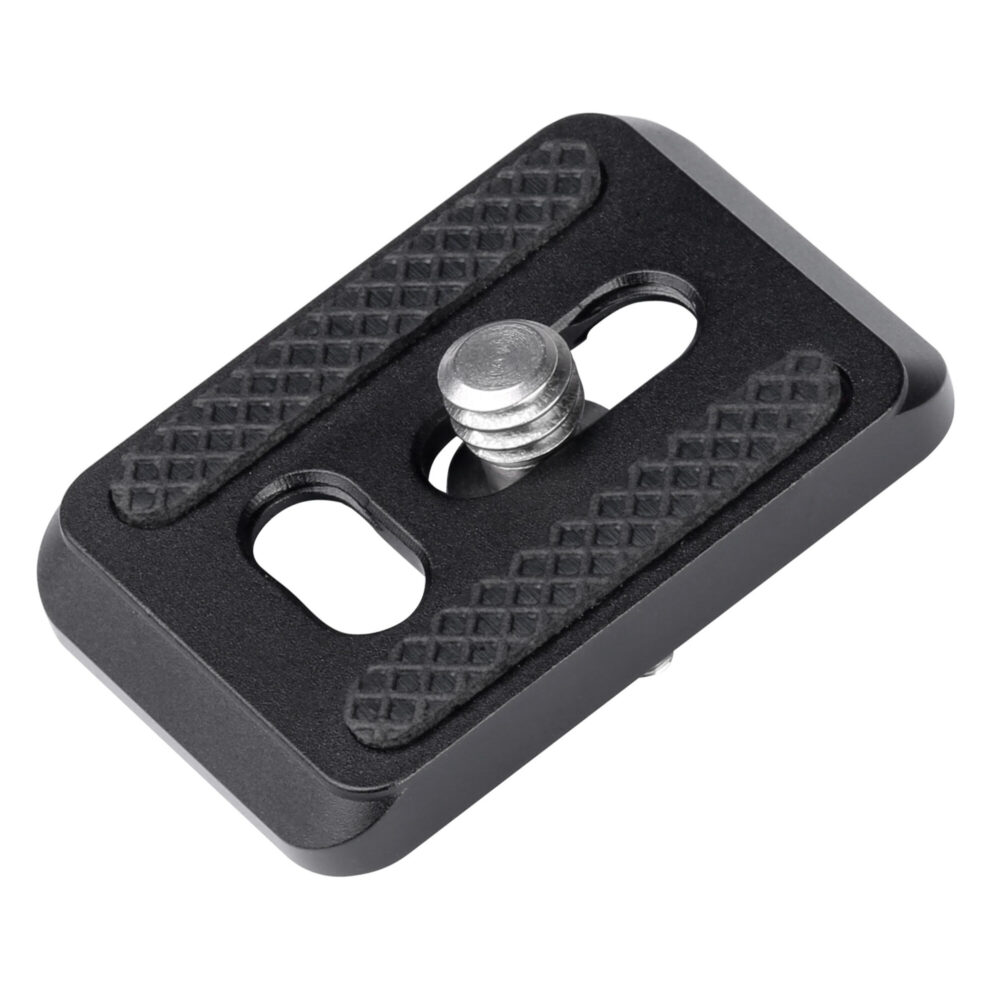 Leofoto-Quick-release-plate-PU-25-16 Leofoto PU-25 Snelkoppelingsplaat bovenaanzicht met antisliplaag en 1/4" schroef