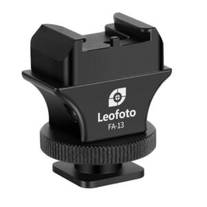 Leofoto Hotshoe-Adapter FA-13 vooraanzicht met bevestigingsring en FA-koppeling