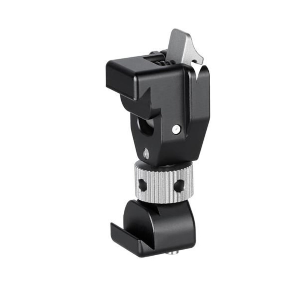 Leofoto Hotshoe-Adapter FA-16 + FA-10 zijaanzicht met FA-koppeling op Arca-Swiss profiel