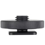 Leofoto FA-02 Hotshoe-Adapter zijaanzicht met 3/8 inch schroefdraad en schuifvoet voor cameraschoen.